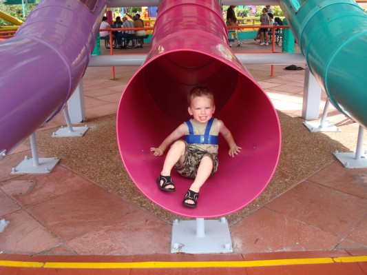 This was a huge climbing area with a few big slides.